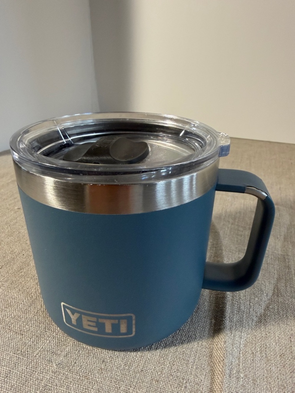 Yeti Blue Steel Rambler Mug with Clear Lid